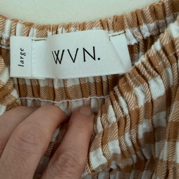 WVN Somerset Checkered Organic Cotton Puff Sleeve Maxi Dress Large Gingham - Picture 8 of 8